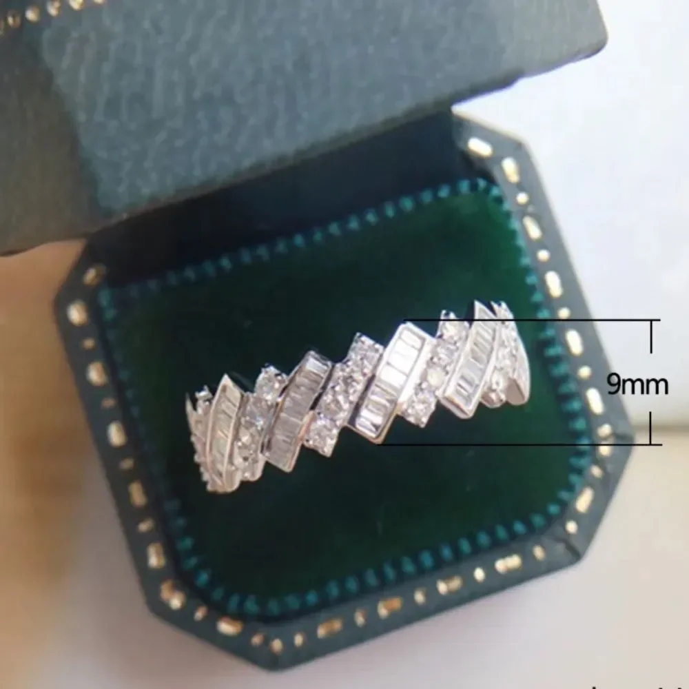 💖💎Stunning Sterling Silver Baguette and Round Diamond Eternity Band Ring💖💎 - Picture 12 of 14